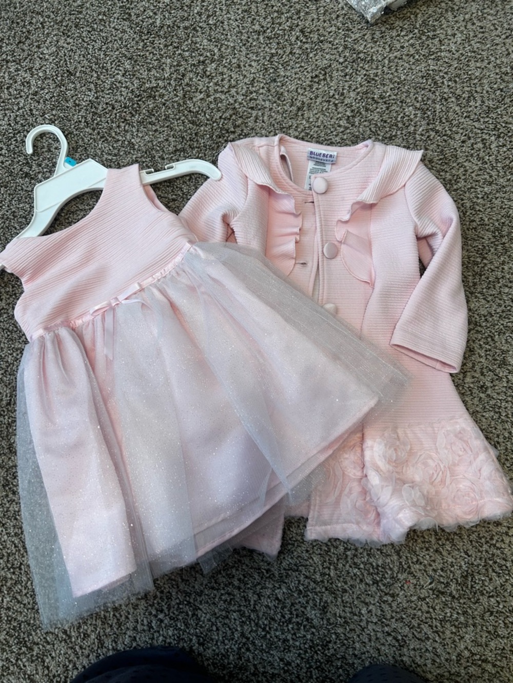 Blueberi Boulevard Light Pink Tulle Dress with Ruffle Jacket